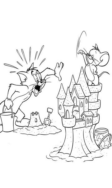 kolorowanka Tom i Jerry malowanka do wydruku z bajki dla dzieci, do pokolorowania kredkami, obrazek nr 11